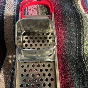 Vintage Cheese Grater with Red Handle and removable cheese cup